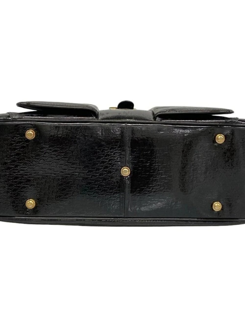 DIOR/ChristianDior Double Saddle Bag Black Patent Leather Handbag - Picture 5 of 15
